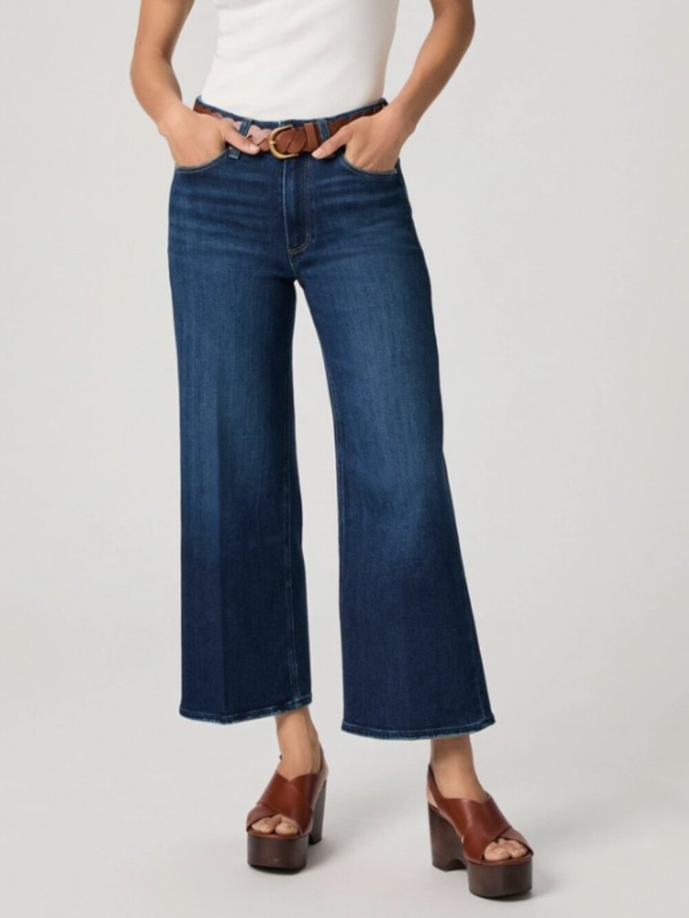 PAIGE Anessa Wide Leg Cropped Jean - Overdrive